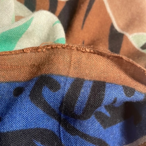 Vintage Oscar de la Renta abstract mixed print animal leaf print scarf - Picture 3 of 5